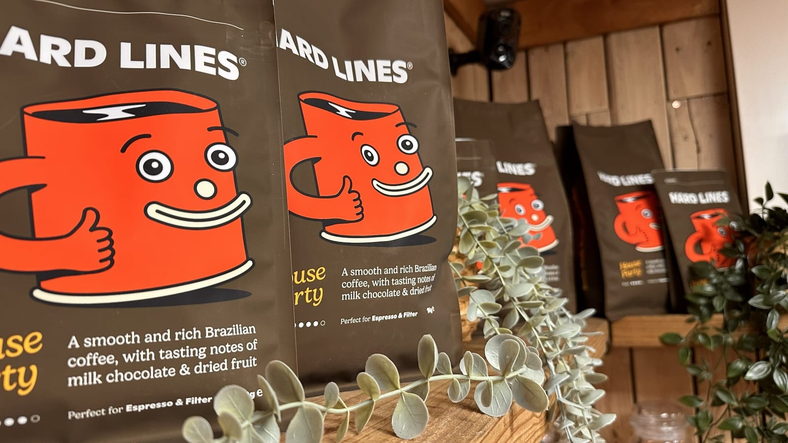 Hard Lines specialty coffee bags served at The Bee Hive Cafe