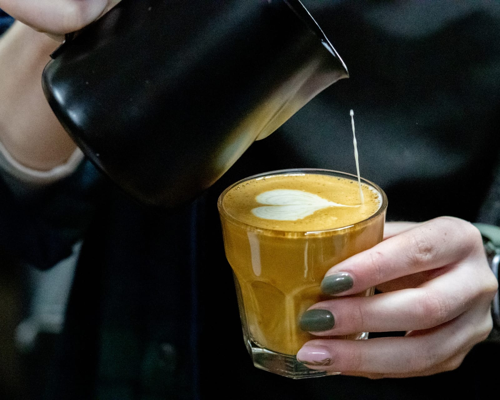 Close-up of premium latte art